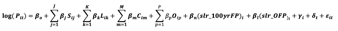 Equation 2: A hedonic model for the value of an environmental disamenity